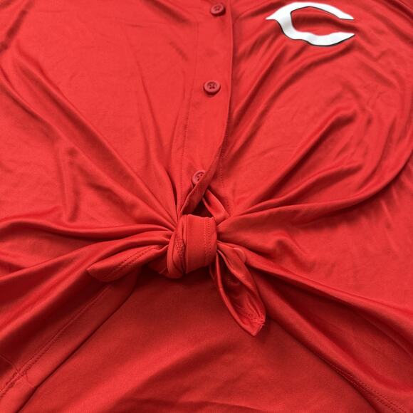 Cincinnati Reds Tie Up Jersey Shirt Womens Size XL Red MLB Baseball Fan NEW - Picture 2 of 14
